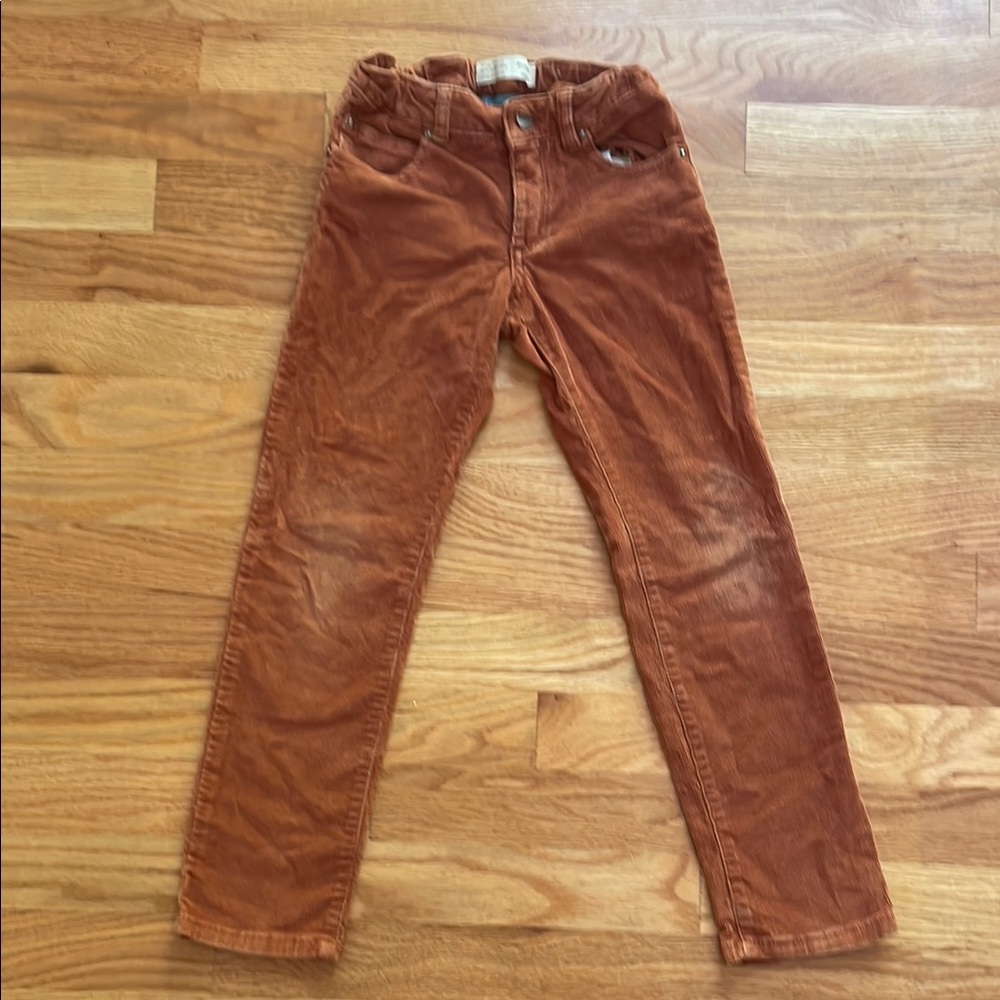 🍁 Zara Girls Rust Orange Corduroy Pants | Size 5/6 Slim Leg